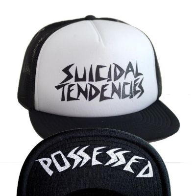 X SUICIDAL SKATES ST OG POSSESSED FLIP MESH HAT  BLACK/WHITE