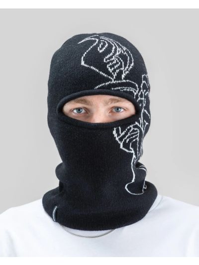 Jacquard Knit Balaclava Angel Black